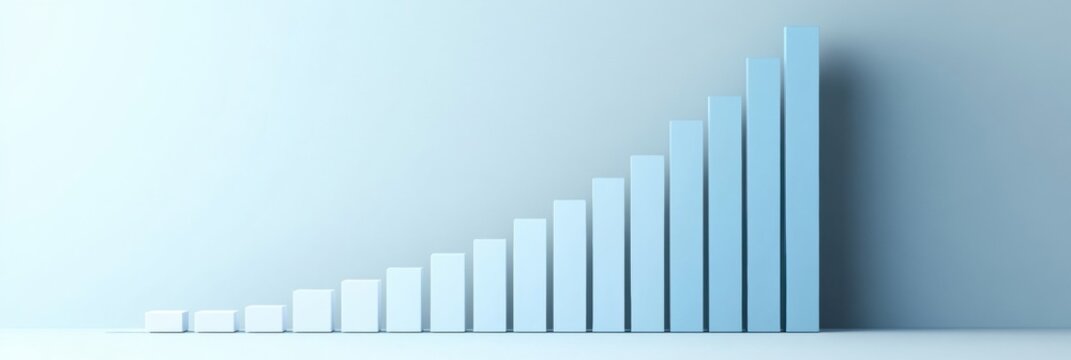 Corporate growth visualization highlights transition from low sales to exponential growth in a minimalistic format. Generative AI