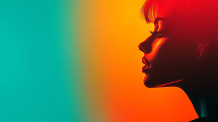 High-key shot with golden side lighting highlighting the subjectâ€™s features, blending into a