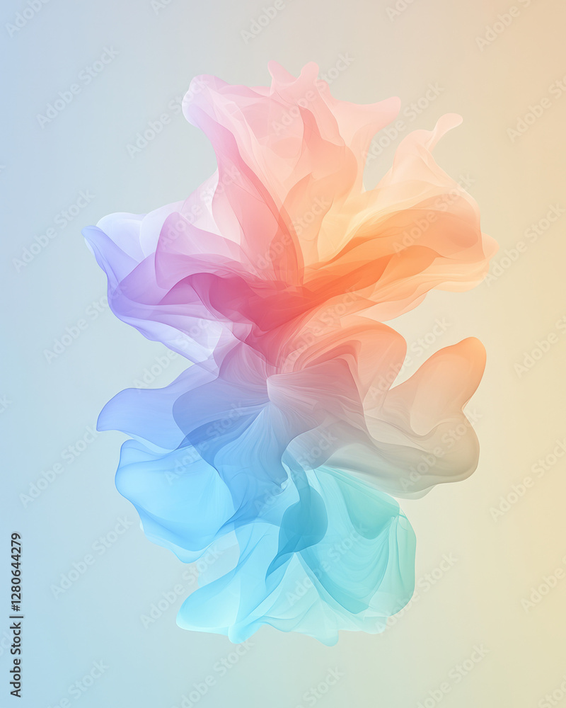 Aufkleber backlit subject with an airy aura effect, set against a gradient that drifts from peach at the