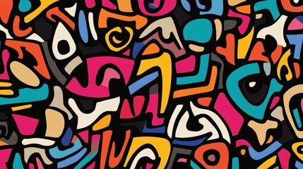 Colorful abstract art featuring dynamic shapes and bold lines, creating an energetic and vibrant visual experience.