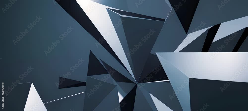 Poster dynamic metallic geometric animation with shifting angles and reflections