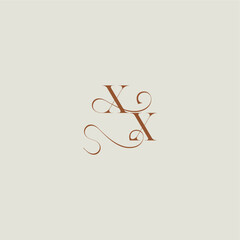 XX letter initial with thin line contemporary modern curvy monogram wedding style logo concept