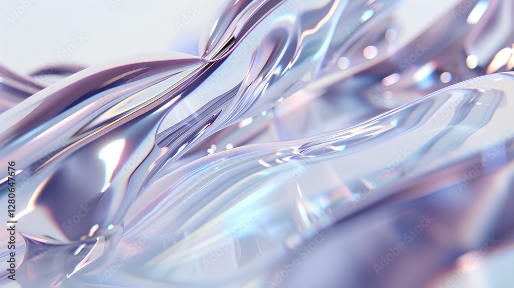 Poster light-colored background with a light texture dispersion of 3d rendered abstract glass line composit