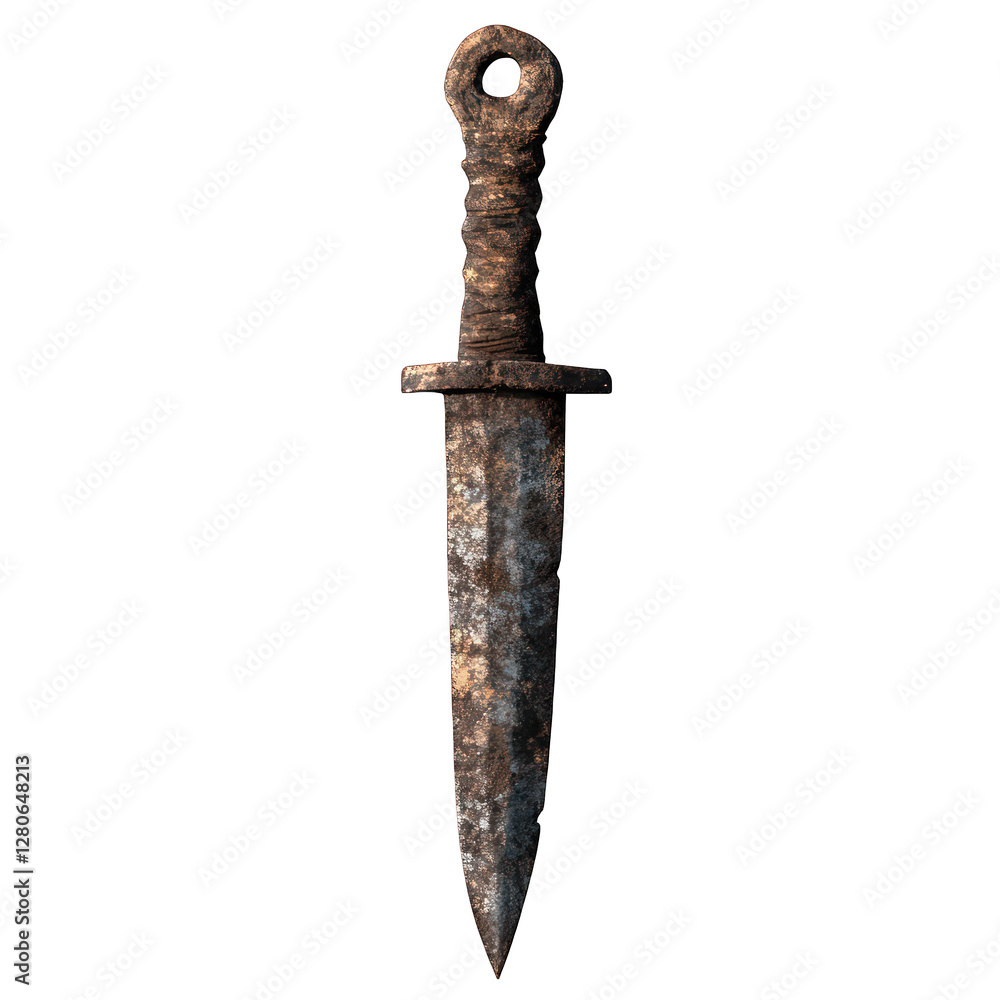 Poster rusty sacrificial dagger isolated on transparent background