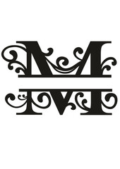 Split Letter Monograms Swirls A-Z SVG, Split Monogram Alphabet Letters Vector, Wall art decor, Character SVG, Word SVG, Name SVG, Last Name SVG, DIY, Cut File for Cricut, Silhouette, PNG, JPG, PDF