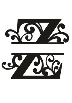 Split Letter Monograms Swirls A-Z SVG, Split Monogram Alphabet Letters Vector, Wall art decor, Character SVG, Word SVG, Name SVG, Last Name SVG, DIY, Cut File for Cricut, Silhouette, PNG, JPG, PDF