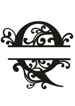 Split Letter Monograms Swirls A-Z SVG, Split Monogram Alphabet Letters Vector, Wall art decor, Character SVG, Word SVG, Name SVG, Last Name SVG, DIY, Cut File for Cricut, Silhouette, PNG, JPG, PDF