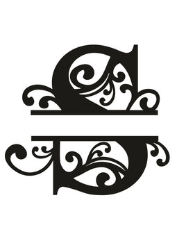 Split Letter Monograms Swirls A-Z SVG, Split Monogram Alphabet Letters Vector, Wall art decor, Character SVG, Word SVG, Name SVG, Last Name SVG, DIY, Cut File for Cricut, Silhouette, PNG, JPG, PDF