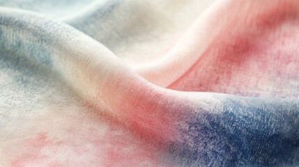 Fototapeta premium A close-up of soft, flowing fabric featuring a beautiful blend of pastel colors, creating an artistic and serene pattern.