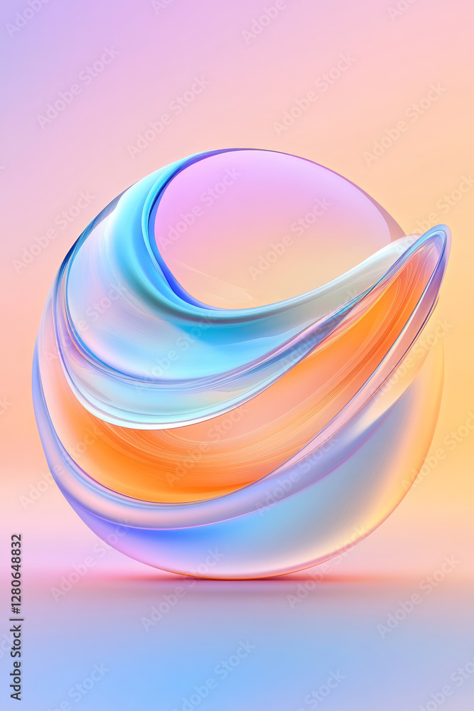 Aufkleber large, iridescent sphere partially covered by gently rippling waveforms, merging into a smooth