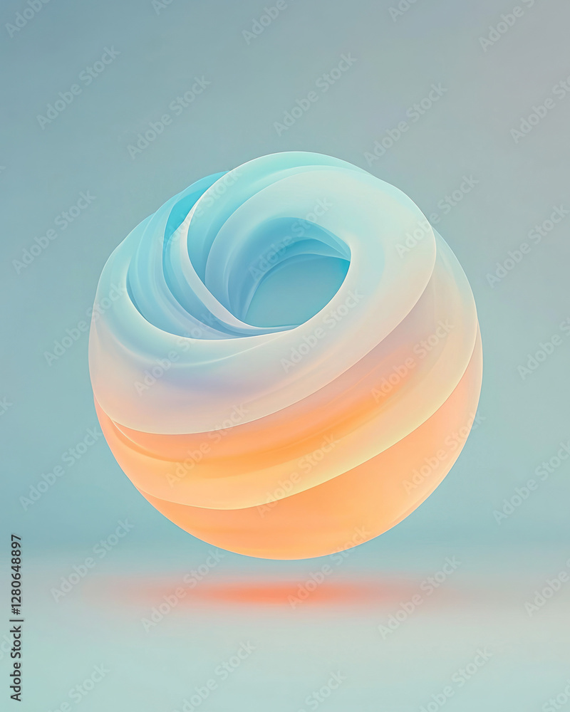 Aufkleber translucent bubble-like orb where soft fluid lines shift across its shell, forming a hypnotic