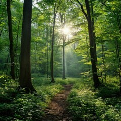 Obraz premium Dense forests with trees in a mysterious atmosphere