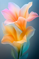 Obraz premium Multi-exposure effect blending gentle curves of a swirling pastel gradient with the crisp details