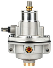 Silver industrial pressure regulator isolated with transparent background