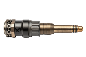 Close-up of a gold connector isolated with transparent background
