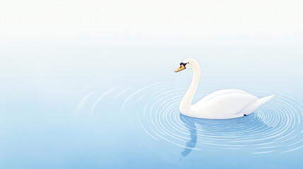 Obraz premium Graceful swan gliding on calm water, creating gentle ripples