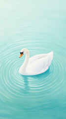 Fototapeta premium Graceful swan gliding on tranquil water surface