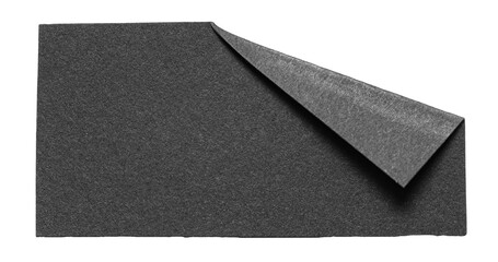 Black isolated cut out blank paper note cardboard with folded corner dog-ear earmark and copy space for text, transparent png background design element