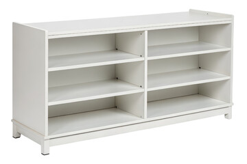 White shelving unit isolated with transparent background