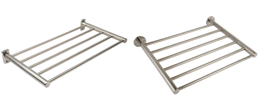 Two stainless steel towel racks isolated with transparent background