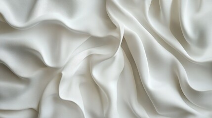Delicate, flowing white fabric creates soft, elegant waves, perfect for draping or fashion design.