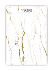 Design abstract gold. Poster white with golden stripes. Abstract background, premium luxury menu cover. Marble stone, kintsugi style, liquid acrylic wedding creative backdrop. Vector illustration