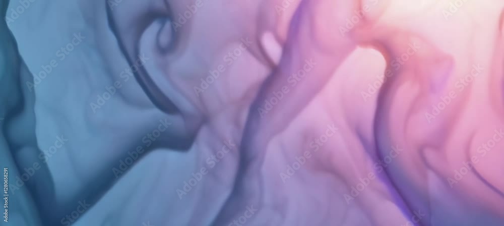 Aufkleber mesmerizing flow of pink and blue ink in water creating dreamy swirls and patterns
