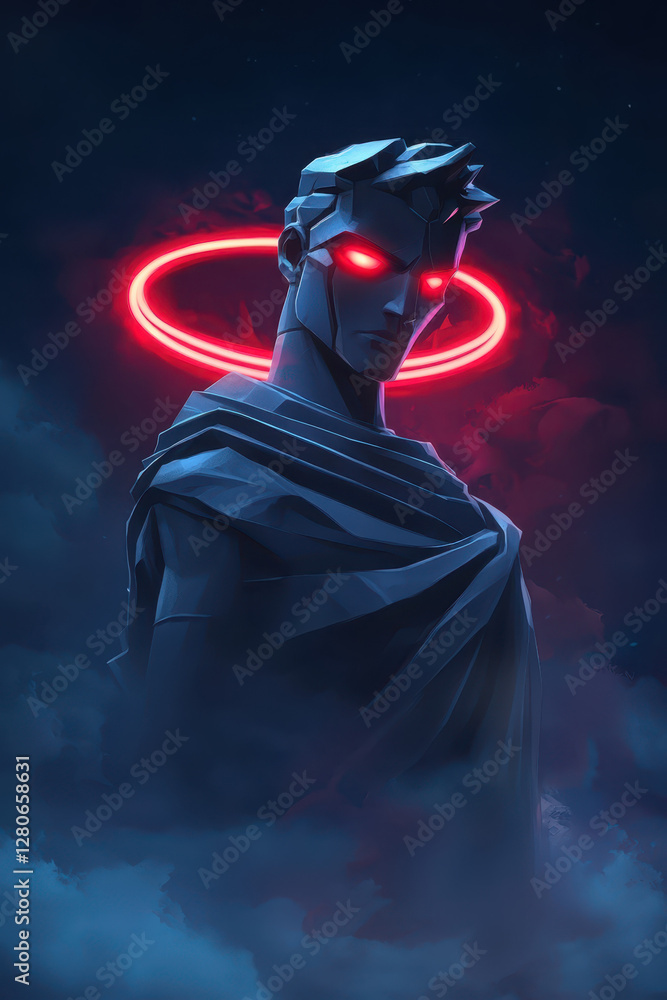 Poster exploring mythical realms: a captivating depiction of a mysterious figure enveloped in mystical ligh