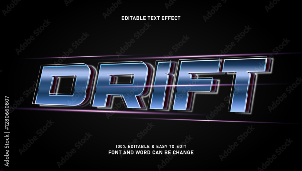 Poster drift text effect with editable elegant style