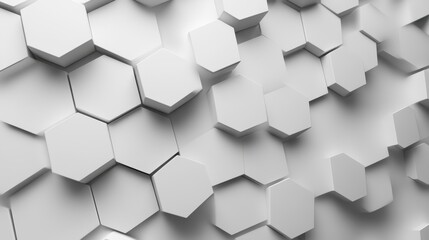 Naklejka premium A stunning close-up of a modern white hexagonal wall design, creating an elegant and dynamic visual effect.