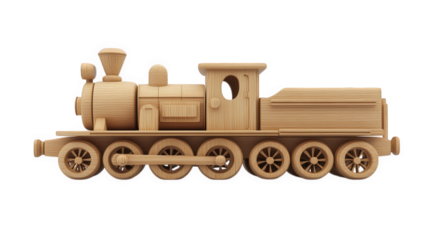 a wooden model of a steam locomotive. showcasing intricate details and a classic design this toy train is designed for educational play. promoting creativity and fine motor skills in children its natu