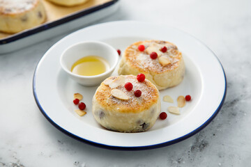 Homemade curd cakes with honey and almond