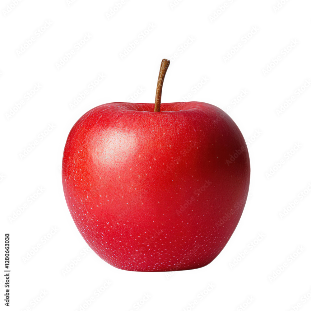 Poster shiny red apple with a smooth surface. set against a soft pink background the apple is centrally pla