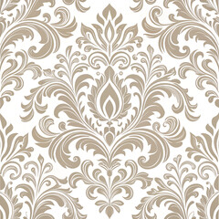 Soft gray classical luxury old fashioned damask ornament on white color.