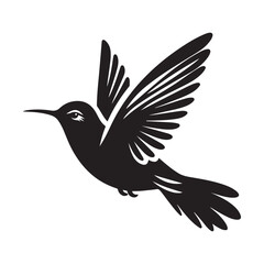 Obraz premium Humming bird Silhouette Vector Illustration, Solid White Background.