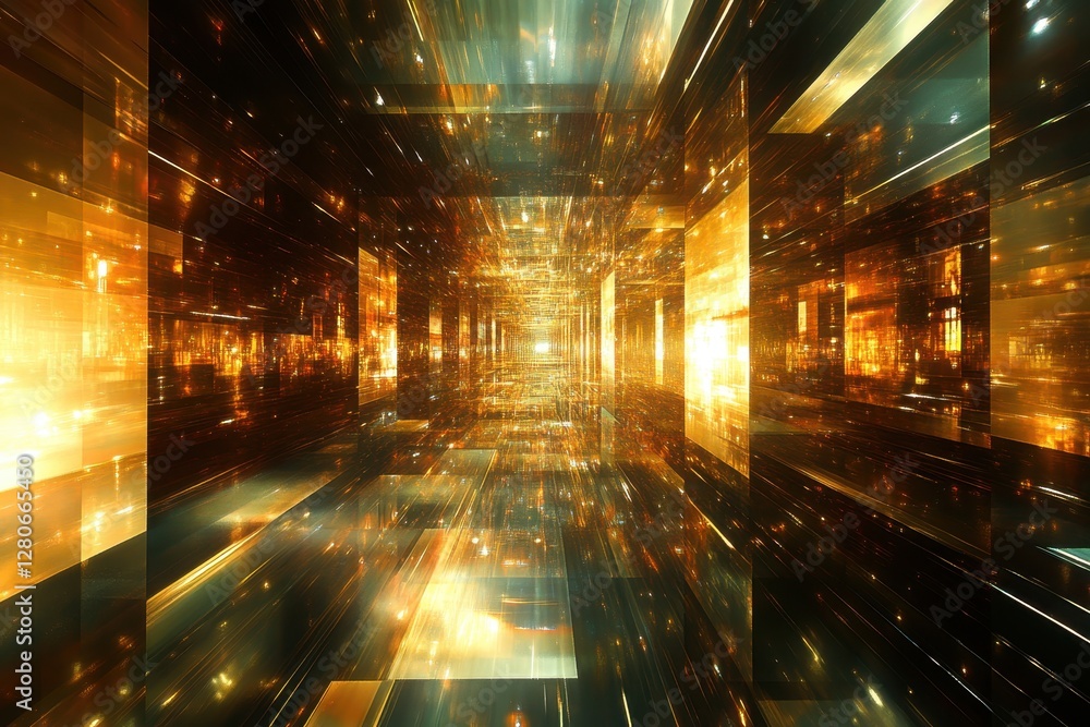 Poster vivid abstract representation of light and depth in a futuristic digital space