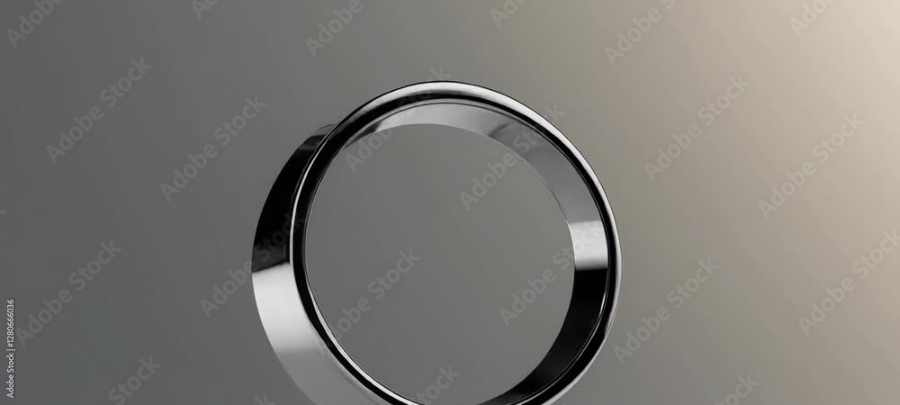 Poster rotating chrome ring against gradient background in threeframe sequence