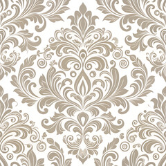 Soft gray classical luxury old fashioned damask ornament on white color.