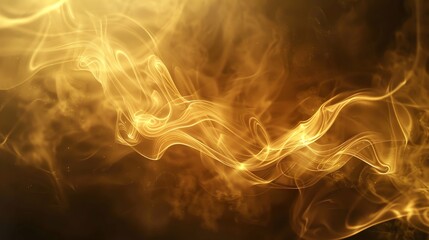 Abstract swirls of glowing gold smoke.