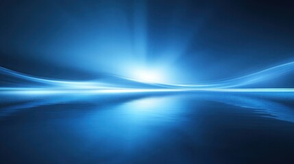 A serene blue landscape reflecting calming waves of light across tranquil waters, evoking peace and serenity.