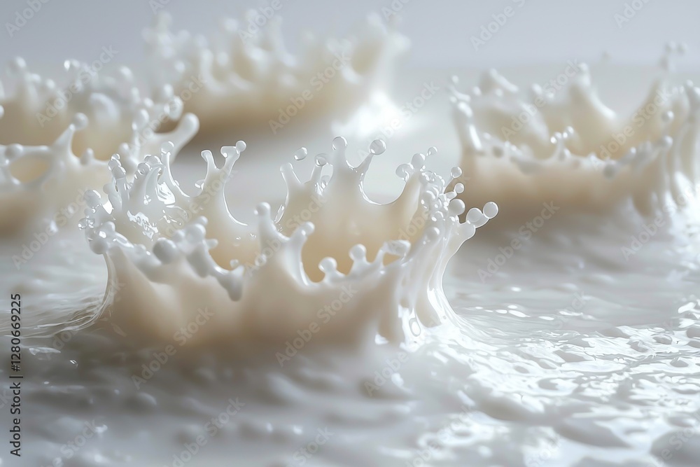 Poster an exquisite macro image captures the dynamic splash of milk, freezing the ephemeral moment of impac