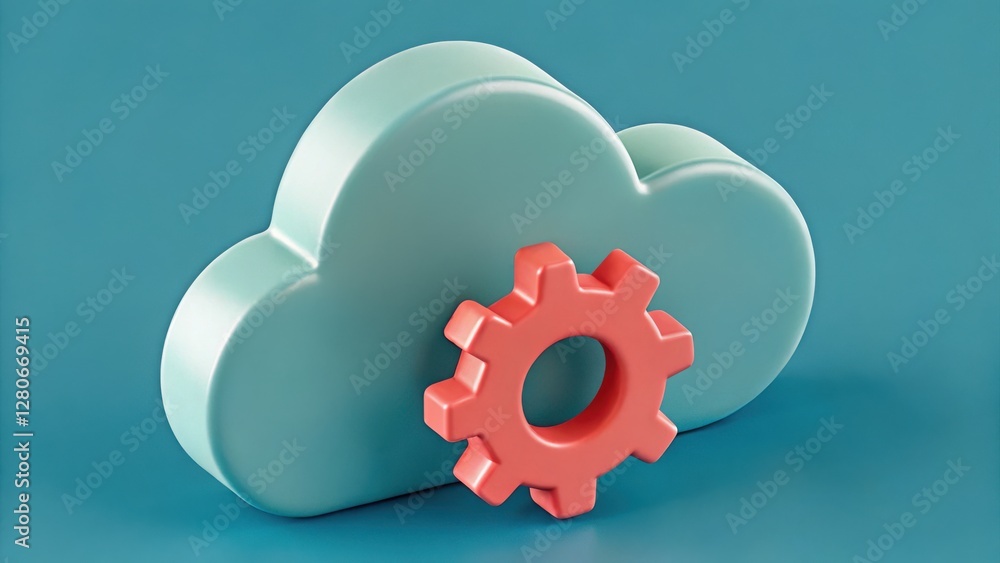 Poster a stylized cloud with a gear symbolizes cloud computing and technology integration for digital solut