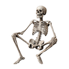 Ghostly skeletal remains isolated on transparent background