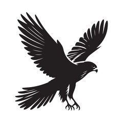 Kestrel bird Silhouette Vector Illustration, Solid White Background.