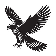 Kestrel bird Silhouette Vector Illustration, Solid White Background.