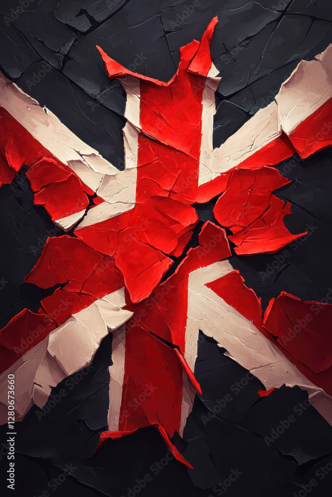 Poster dynamic representation of the uk flag: a visually striking deconstruction, merging tradition with co