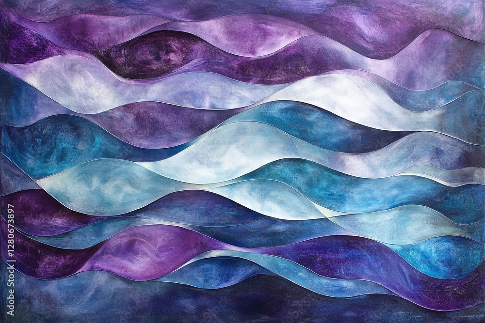 Poster abstract purple and blue wavy pattern artistic background with textured flowing shapes and gradient 