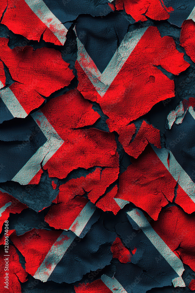 Aufkleber intriguing peeling layers of colorful abstract design revealing distinctive textures and patterns pe
