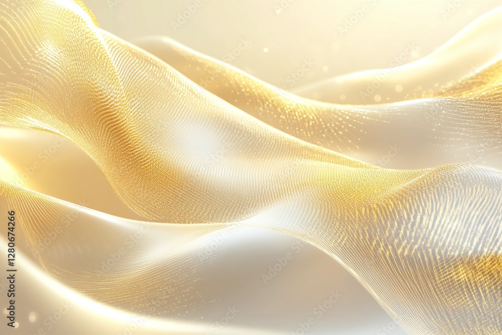 Poster golden abstract wavy light pattern with white background for elegant digital designs and textures