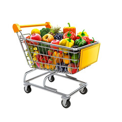 3D Shopping Cart Isolated on Transparent Background